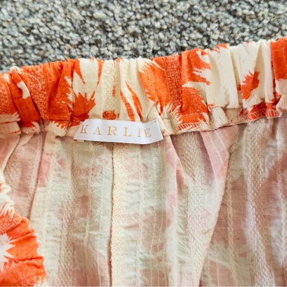 KARLIE Flowy Tiered Orange Blossom Floral Flowy Maxi Ruffle Skirt w POCKETS NWT - Picture 15 of 16